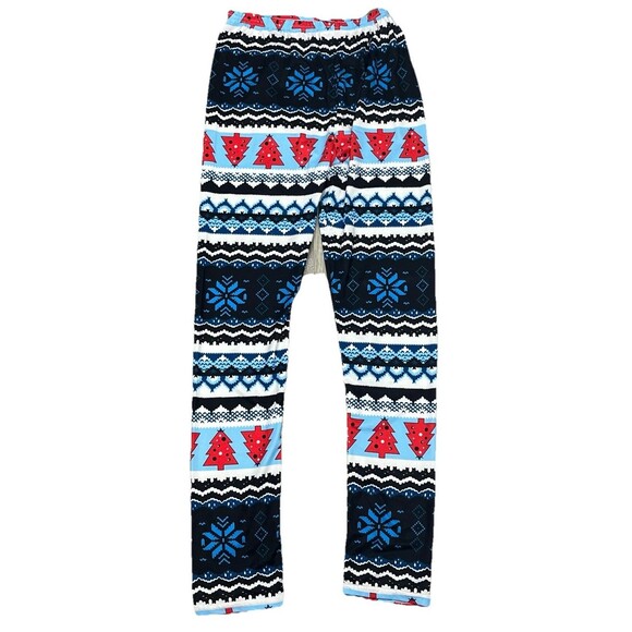 Derek Heart Christmas Holiday Leggings Small Juniors Blue Stretch High Rise Pant - Picture 2 of 3